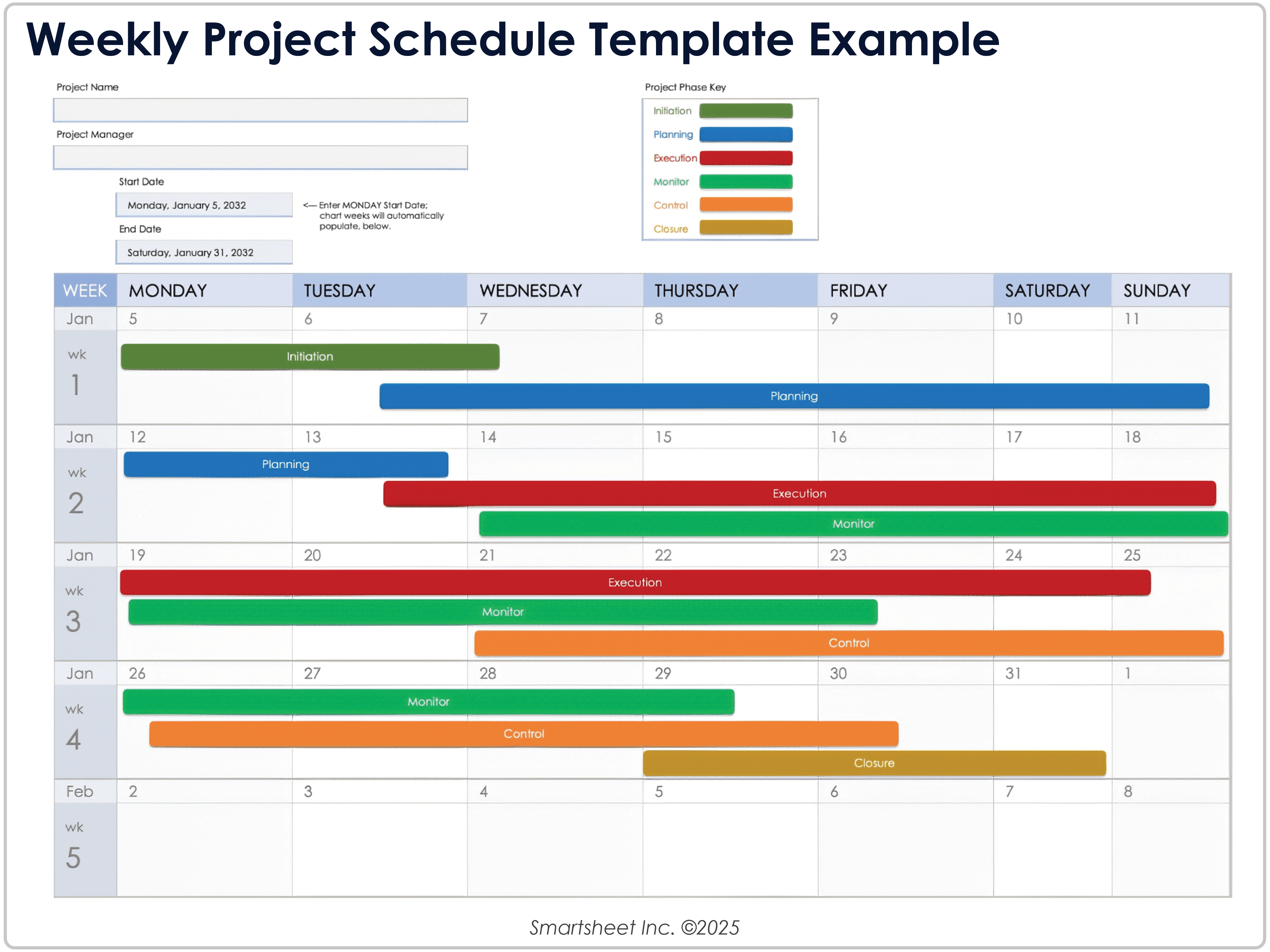 Weekly Project Schedule Template Example