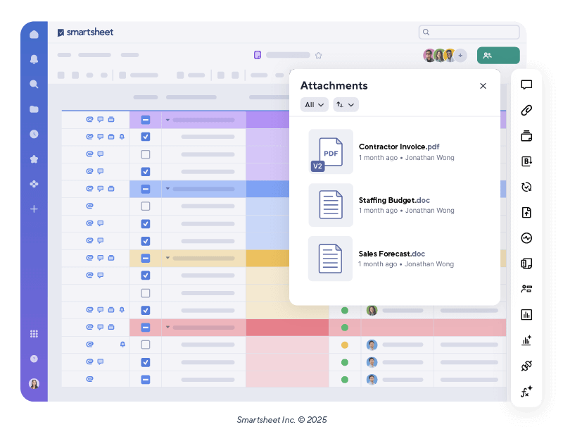 Document sharing in Smartsheet