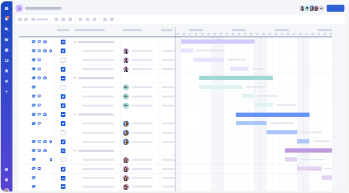 Low-fidelity view of Smartsheet Gantt view