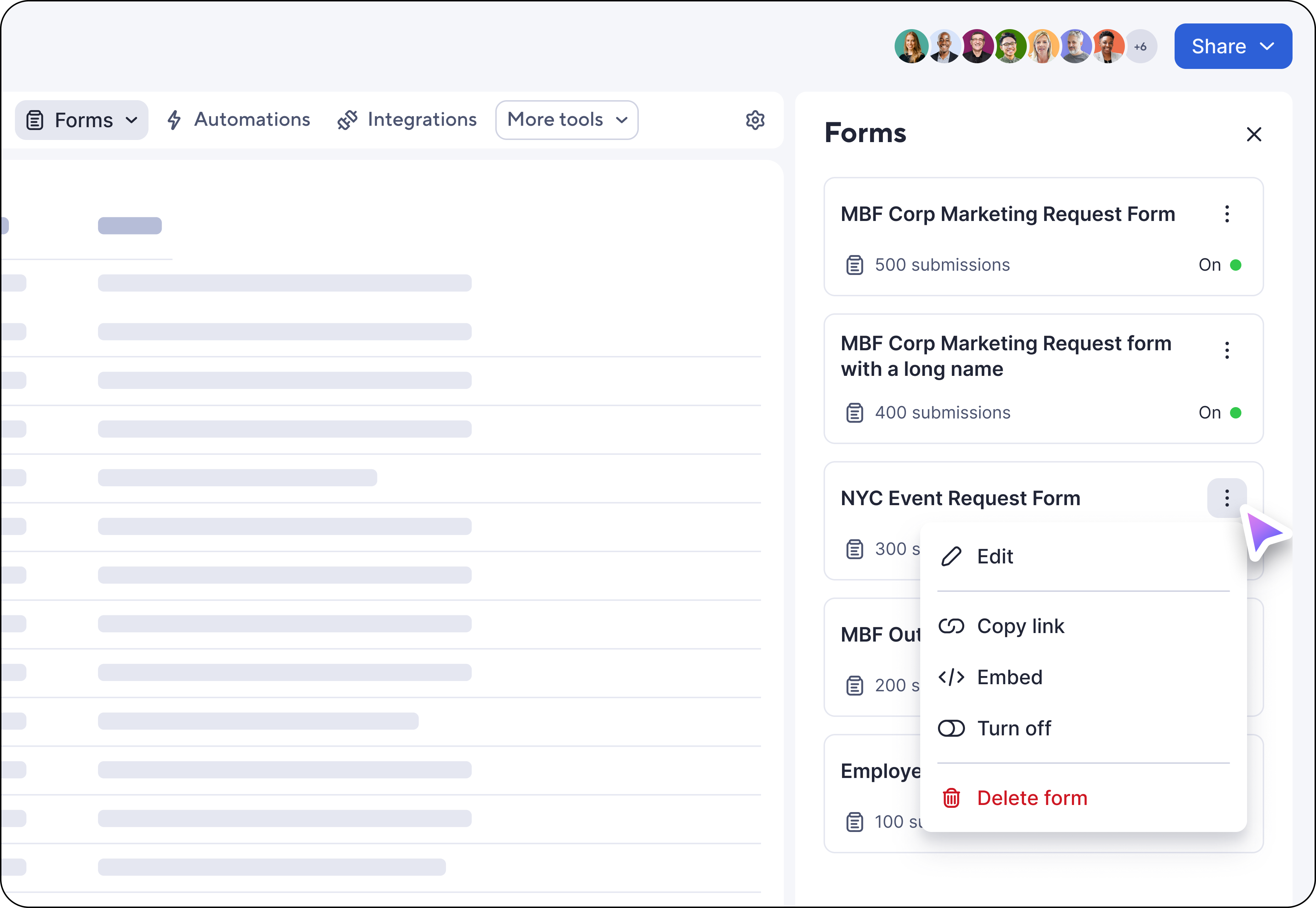 Form management in new views
