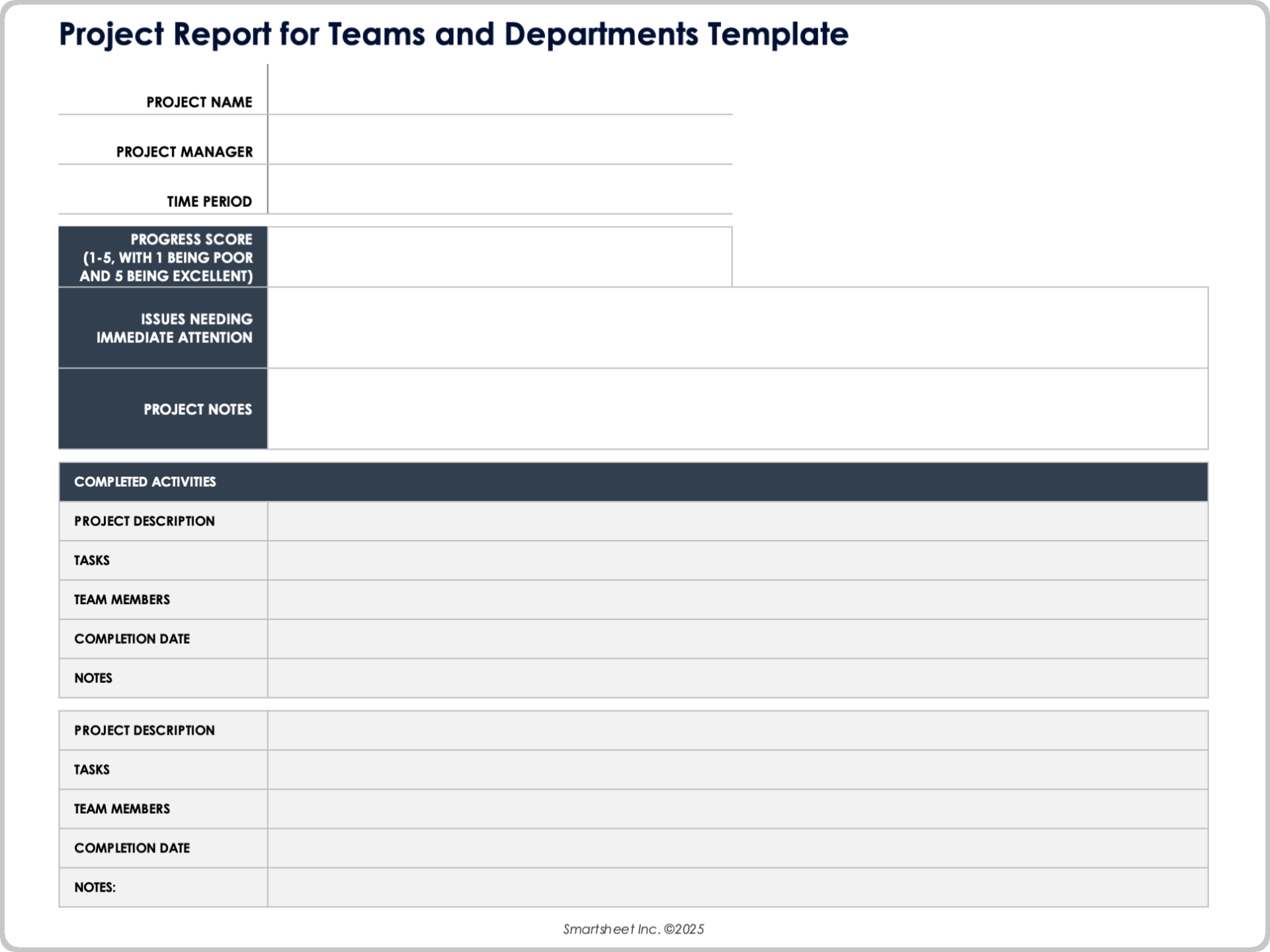 Project Report Template for Teams or Departments