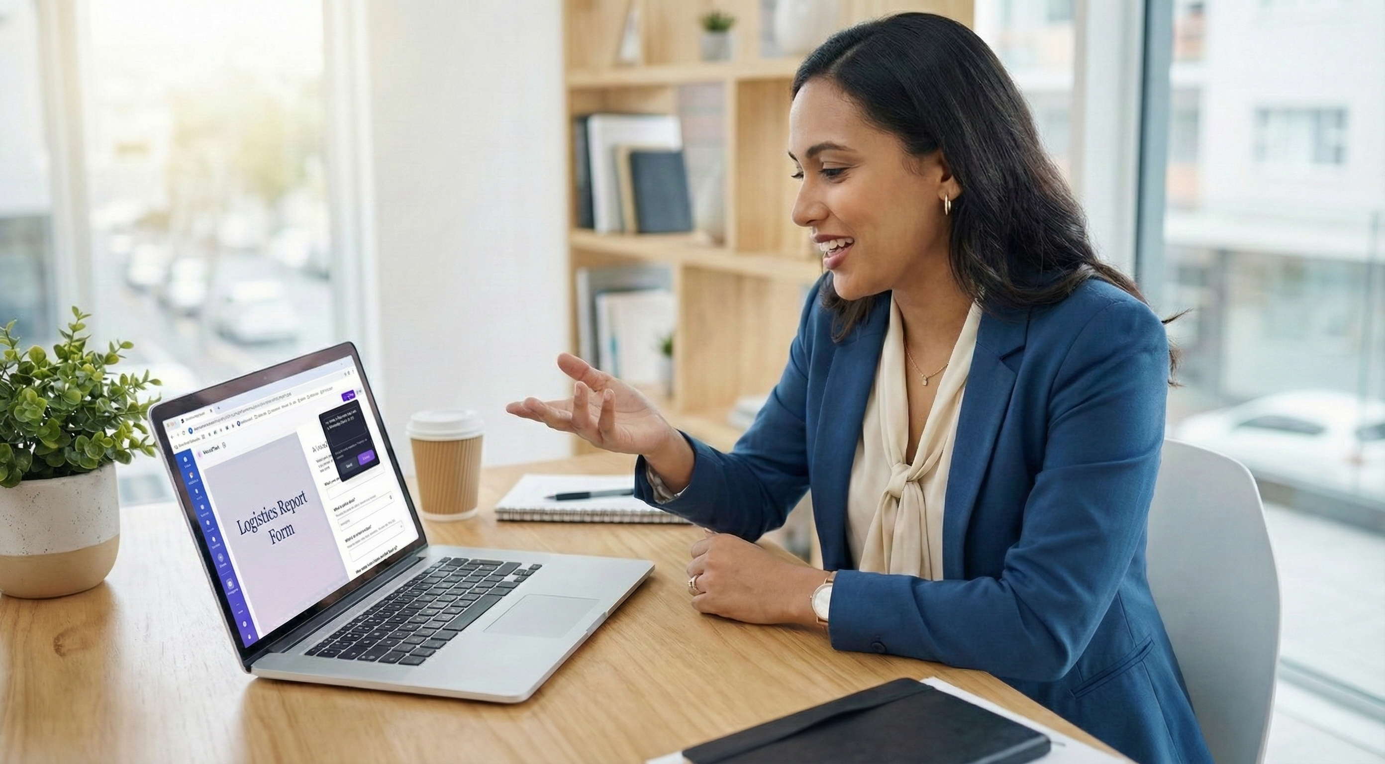 Woman speaking into Smartsheet form fill