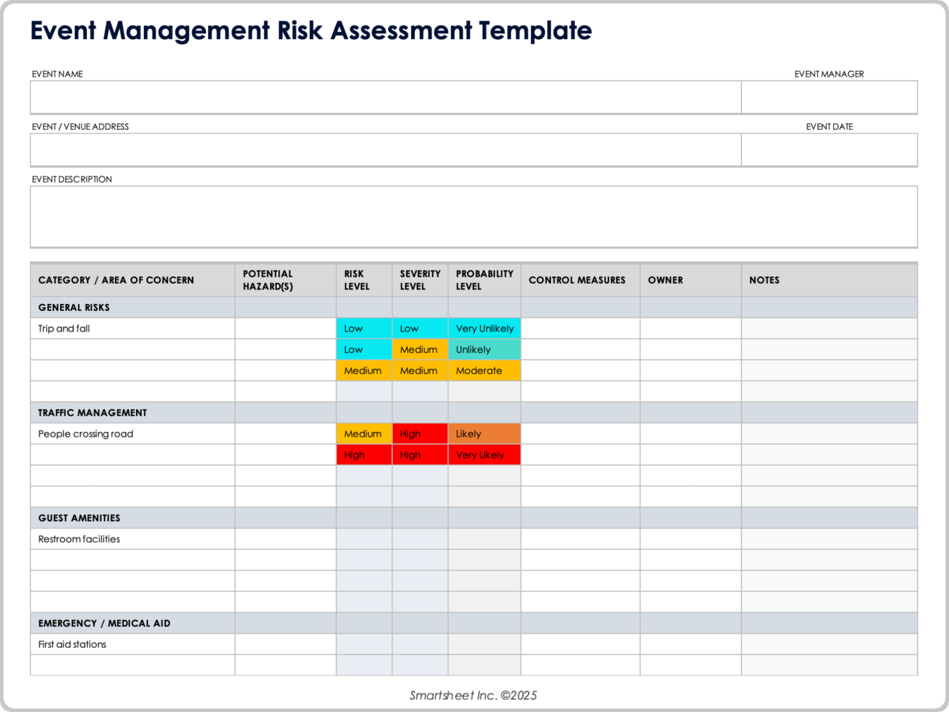 Event Management Risk Assessment Template