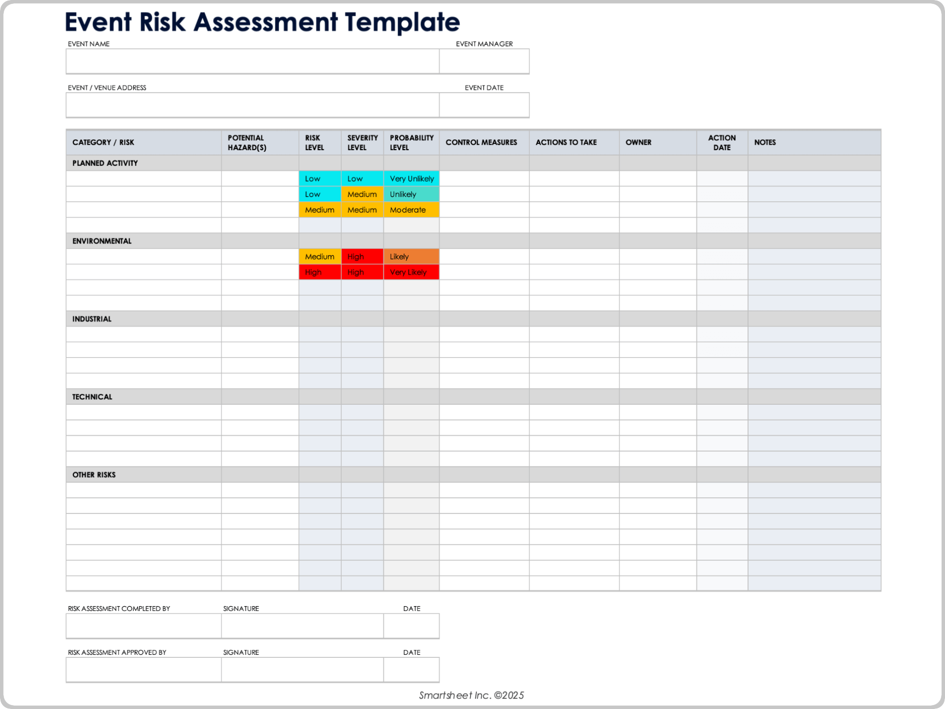 Event Risk Assessment Template