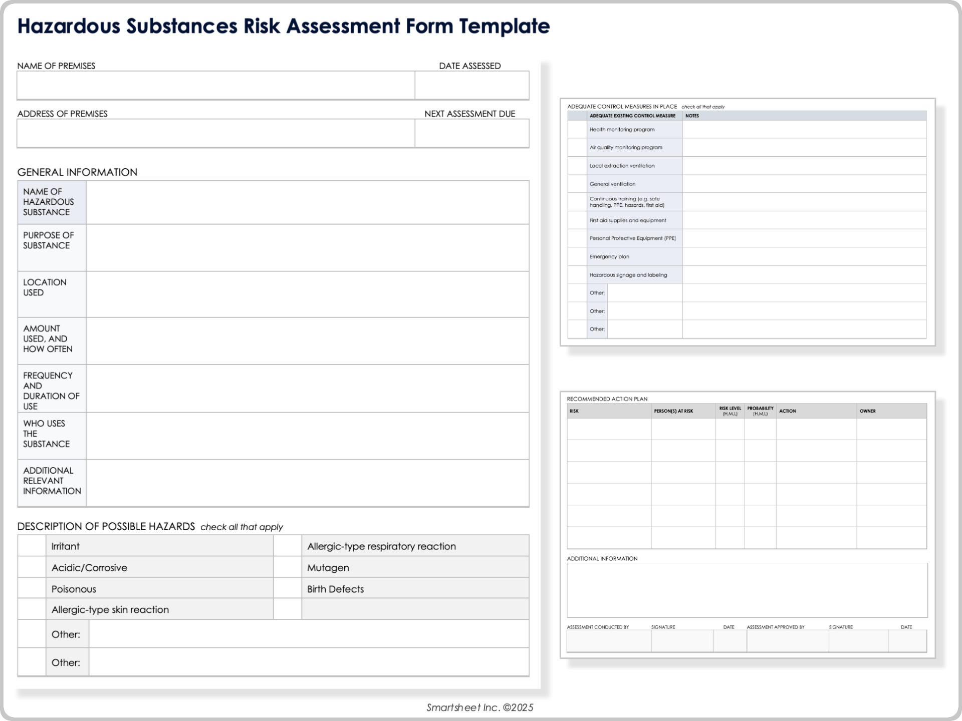 Hazardous Substances Risk Assessment Form Template