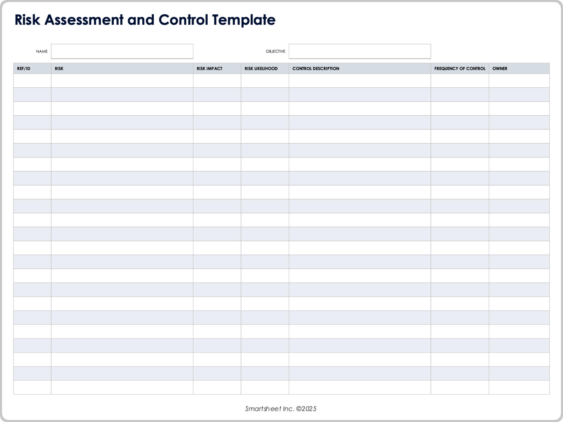 Risk Assessment and Control Template