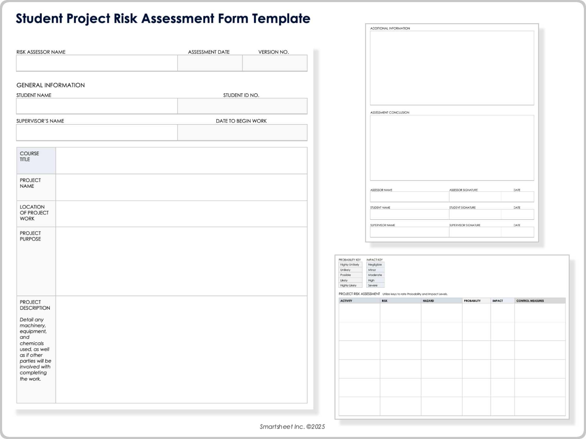 Student Project Risk Assessment Form Template