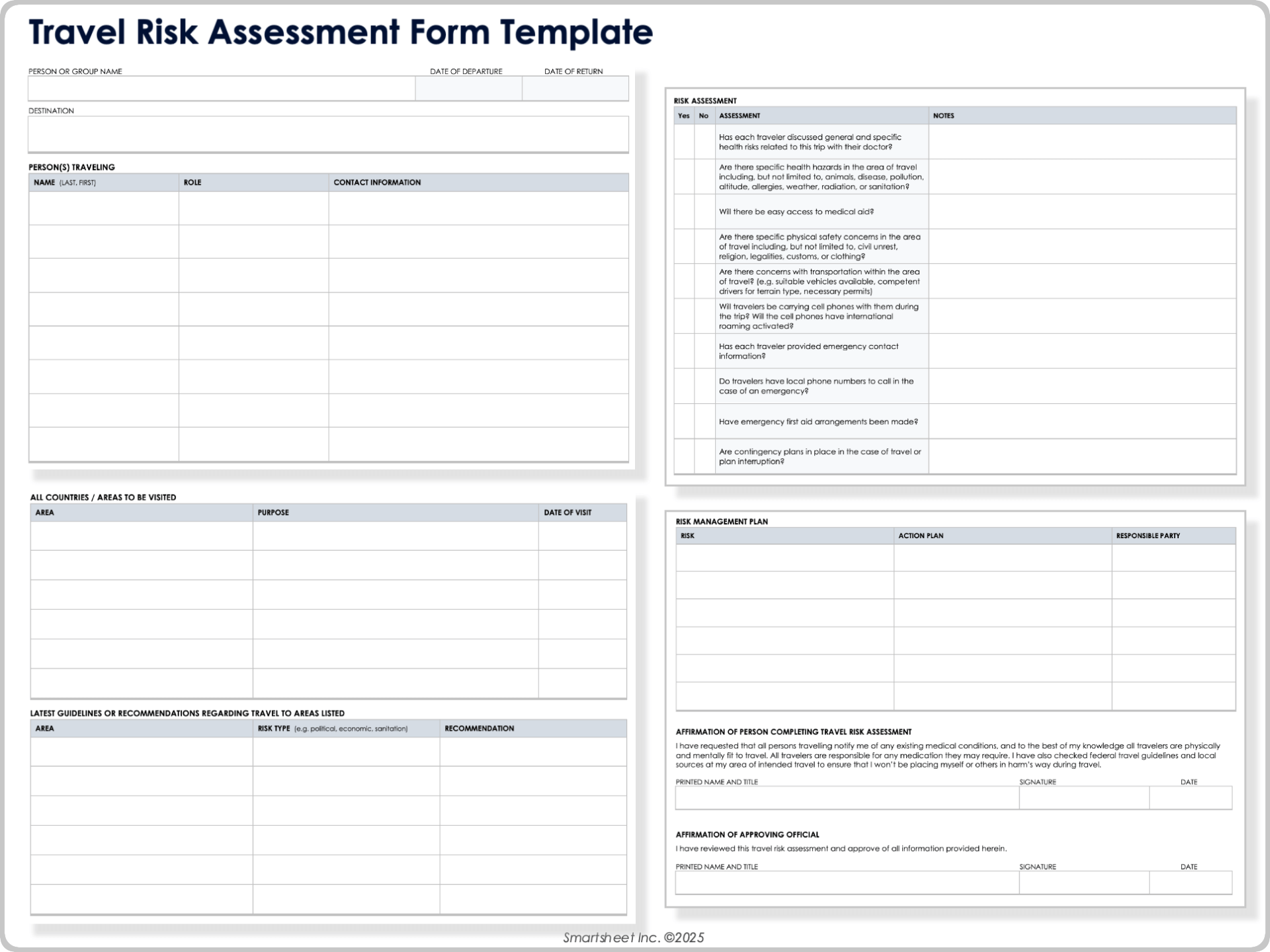 Travel Risk Assessment Form Template
