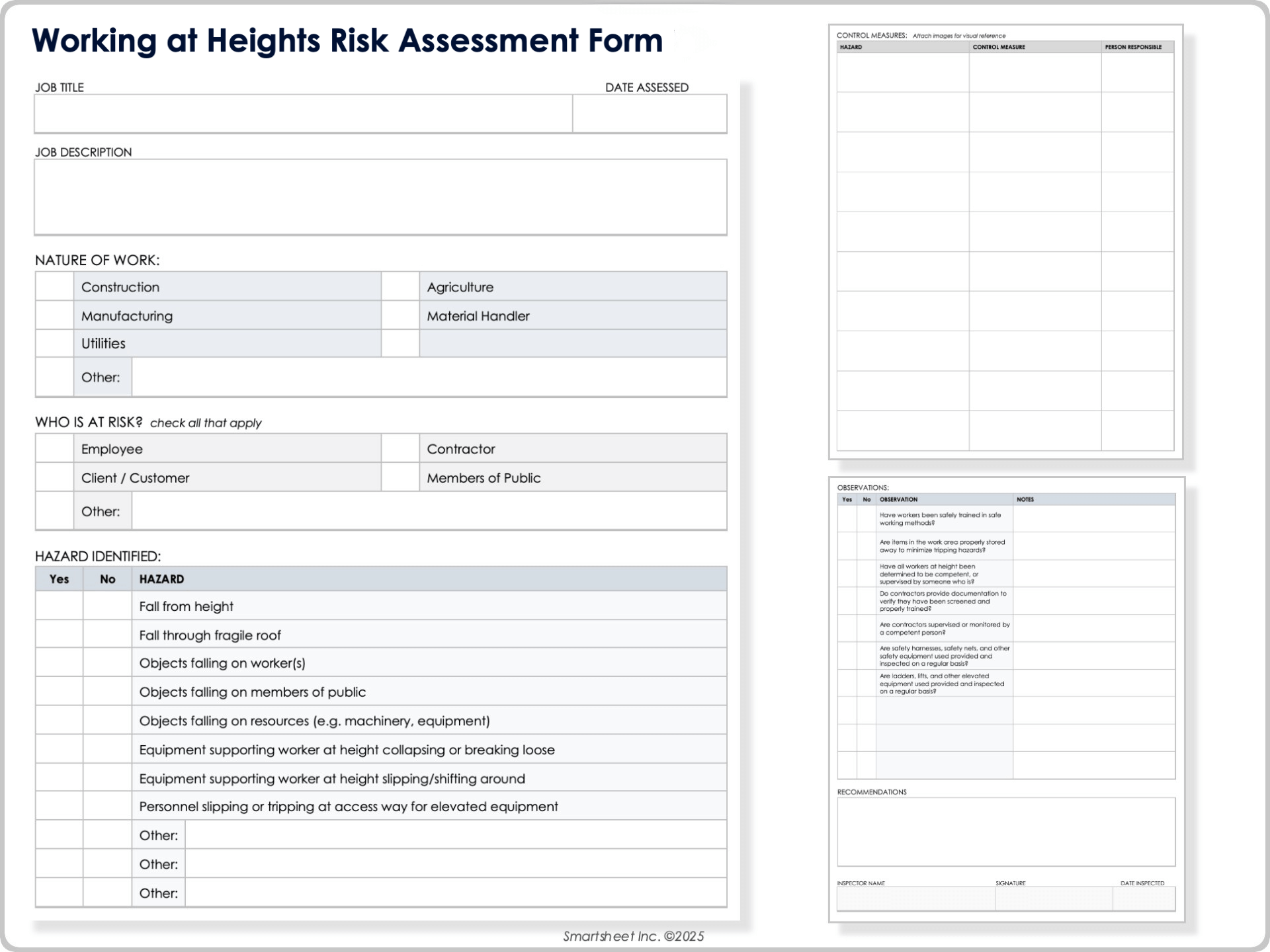 Working at Heights Risk Assessment Form Template