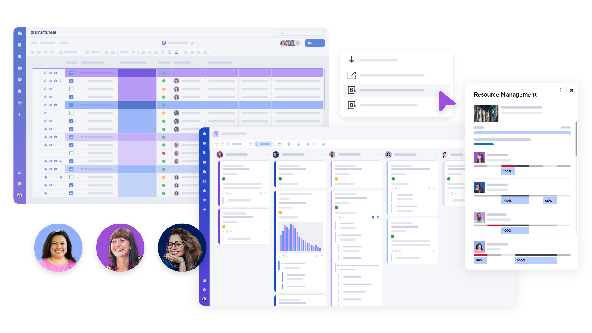 Collage of Product screens showing agency management
