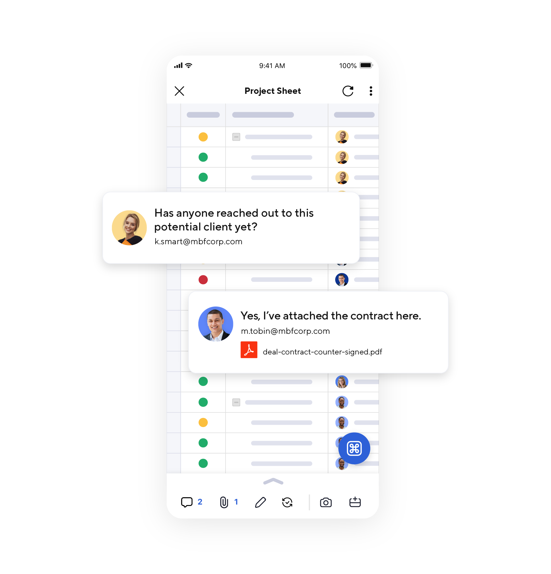 Smartsheet conversations on mobile