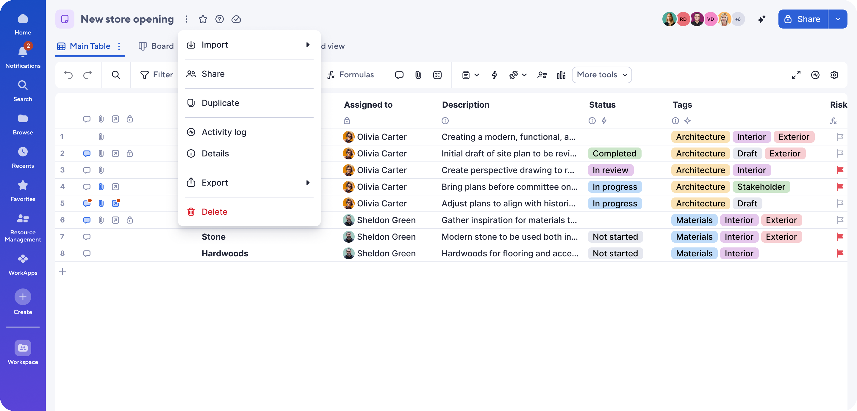 Additional file menu operations in new views