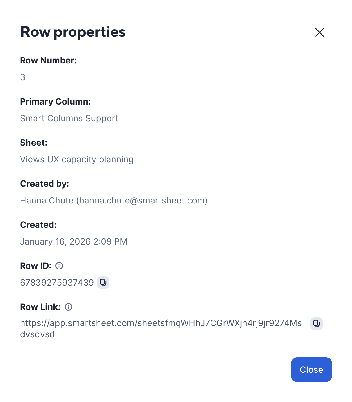 Row properties in table view