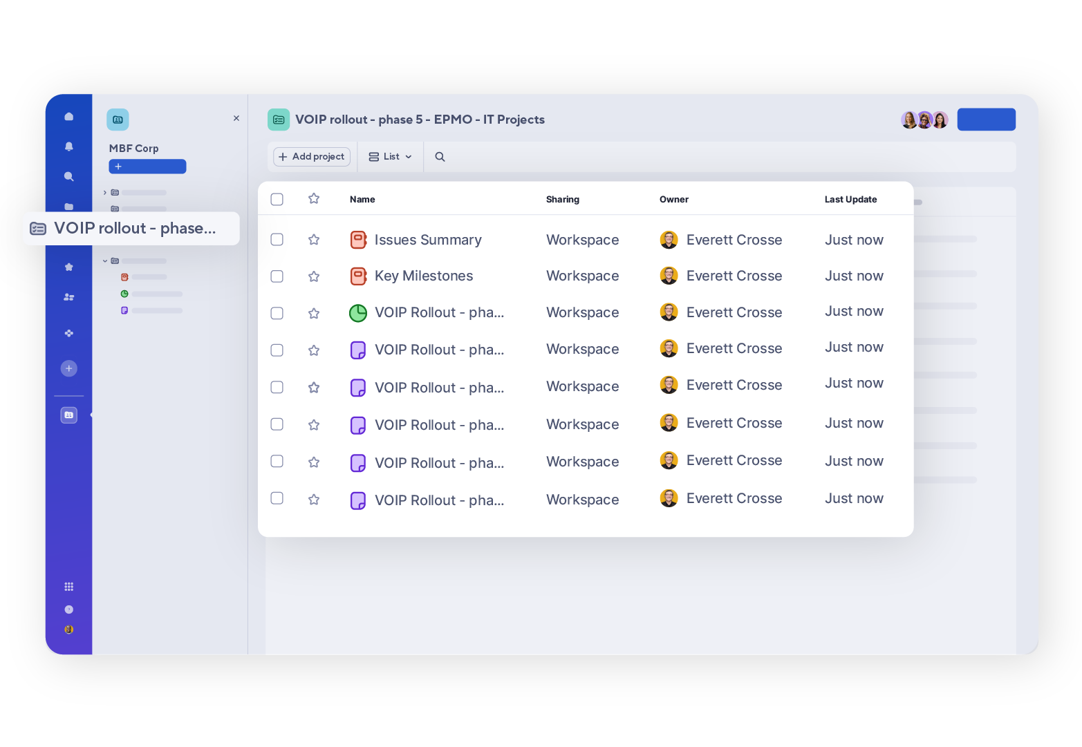 Control Center deployed in Smartsheet