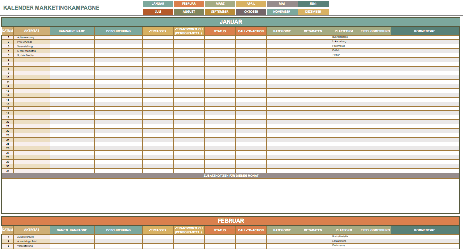 9 kostenlose Marketingkalender Excel Vorlagen - Smartsheet