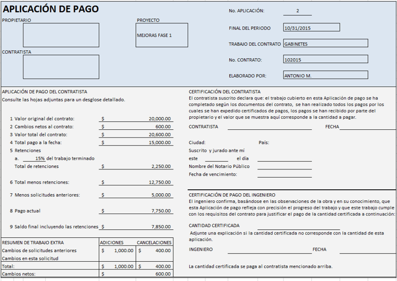 Plantillas gratis de Excel para proy. de construcción