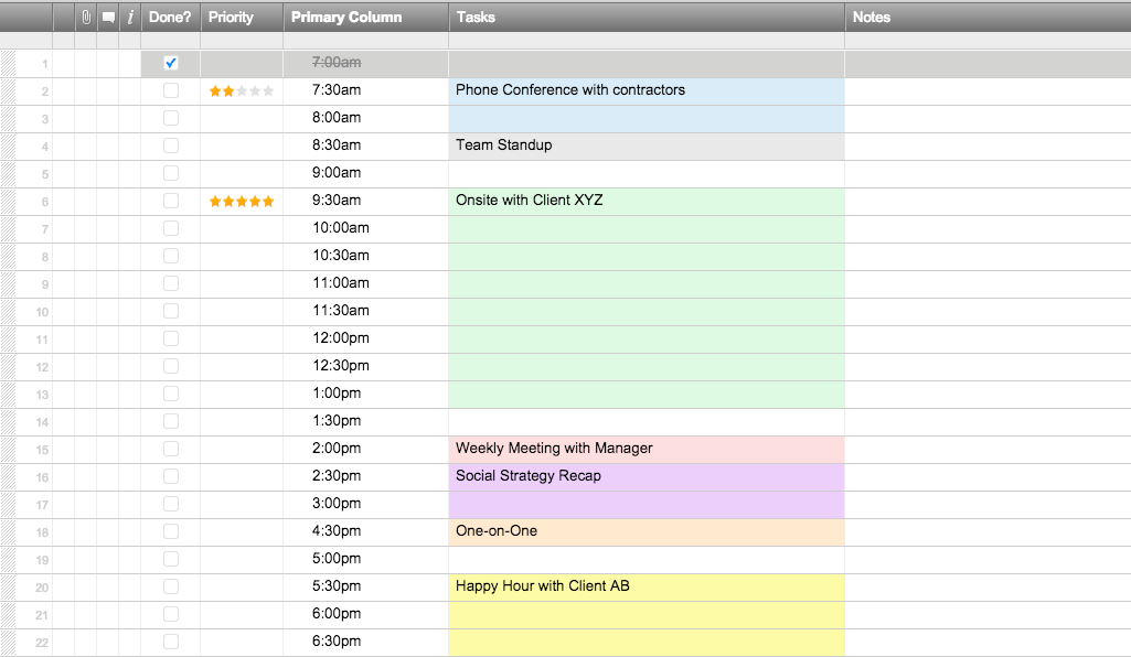 create a daily schedule excel