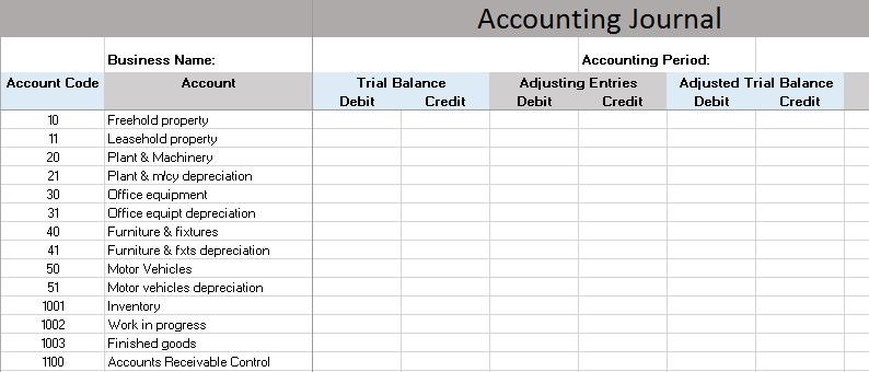 Free Accounting Templates in Excel