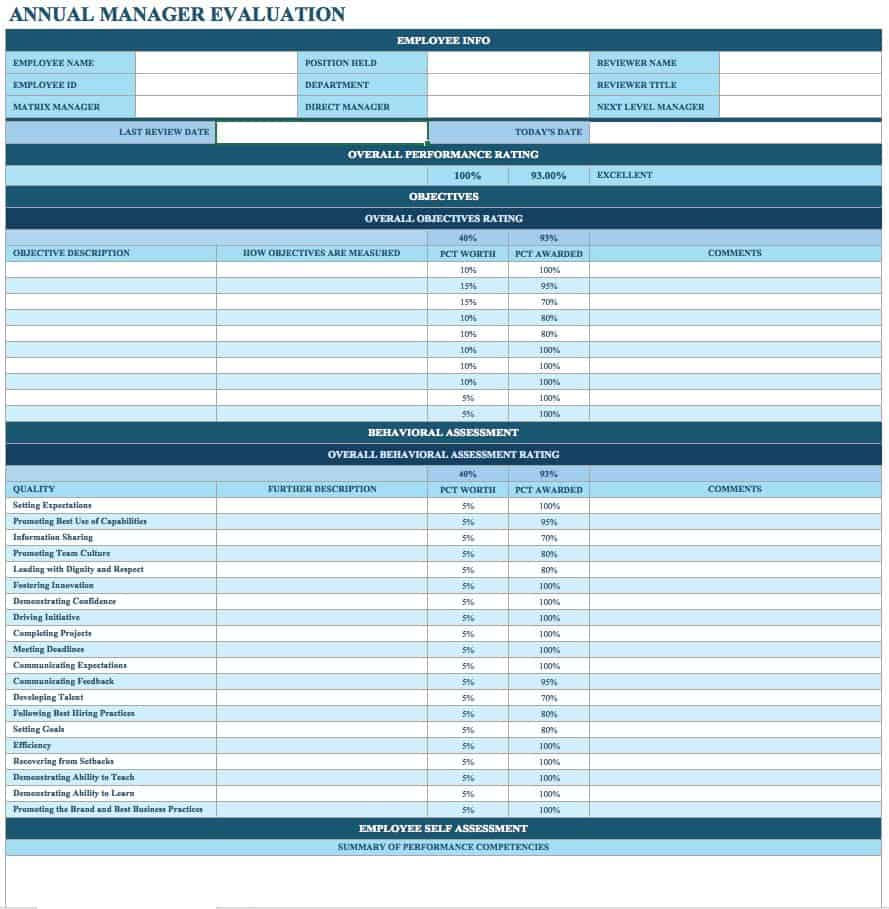 Free Employee Performance Review Templates - Smartsheet