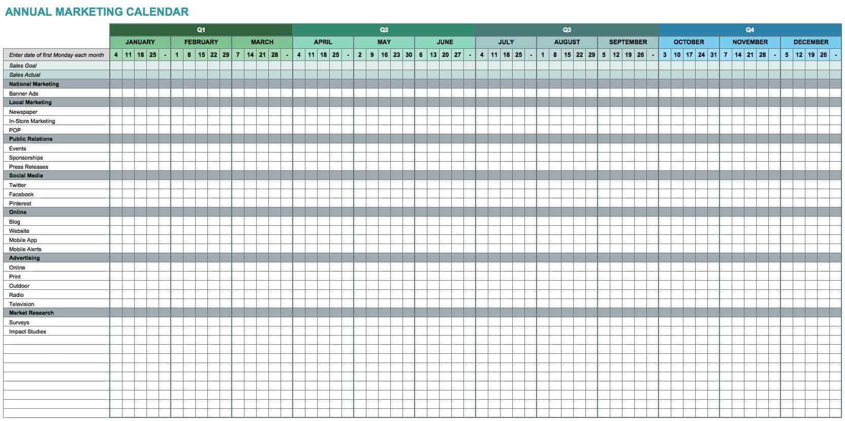 9 Free Marketing Calendar Templates for Excel - Smartsheet