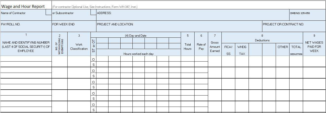 Certified Payroll Templates Although these reports aren't required on all construction projects, this certified wage and hour payroll template ...