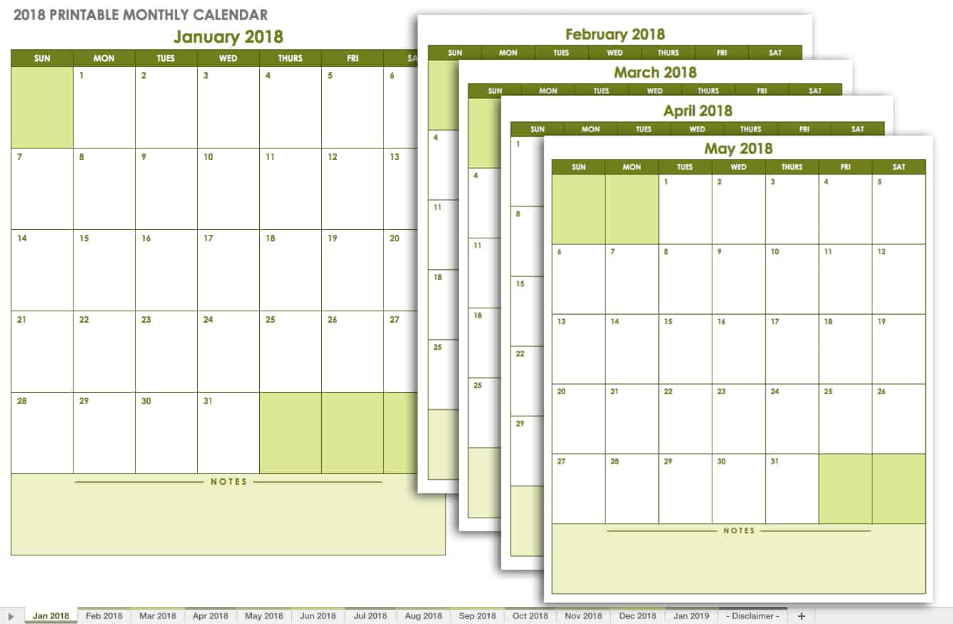 15 Free Monthly Calendar Templates