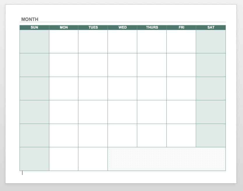 empty schedule planner