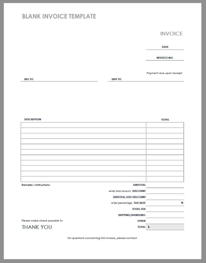 Free Blank Invoice Template Printable Printable Templates