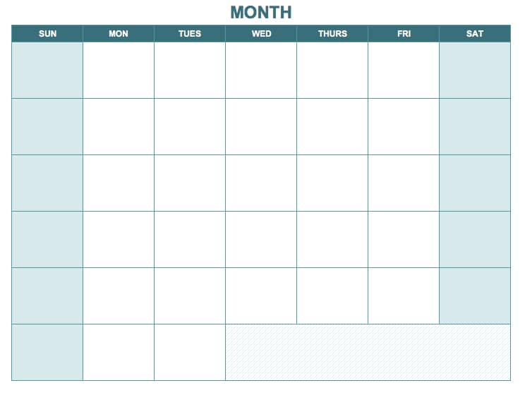 Blank One Month Calendar Template HotPicture