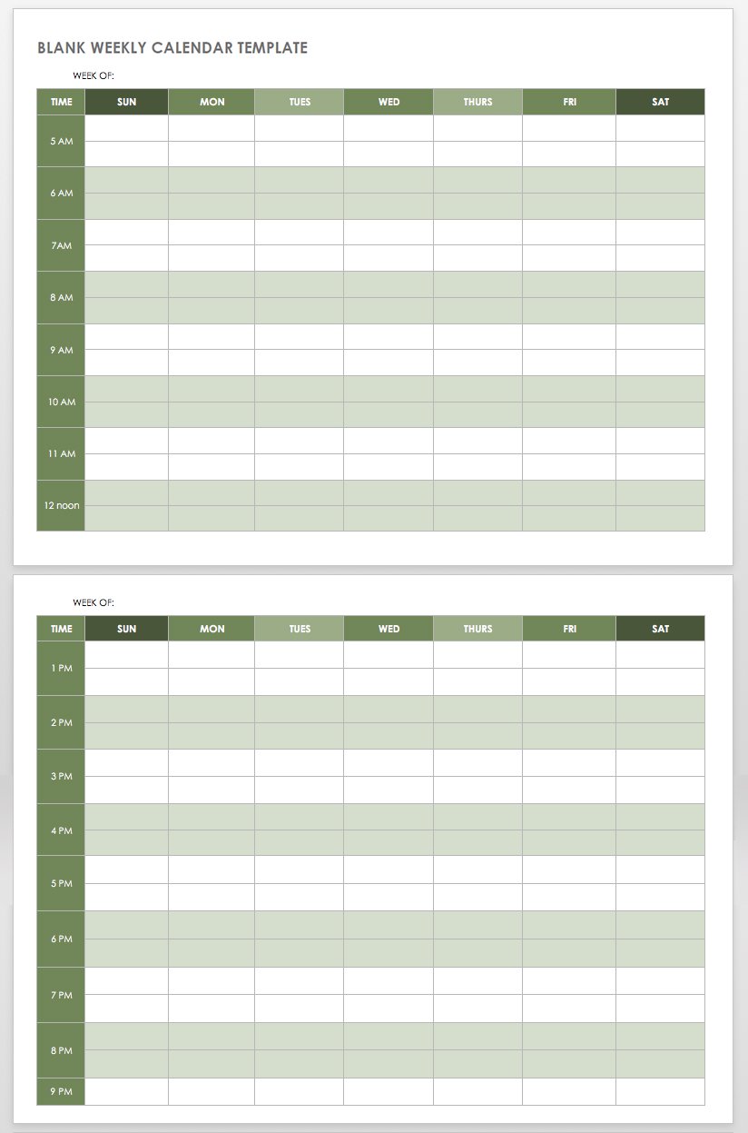 Printable Weekly Calendar Free Landscape 7 Day