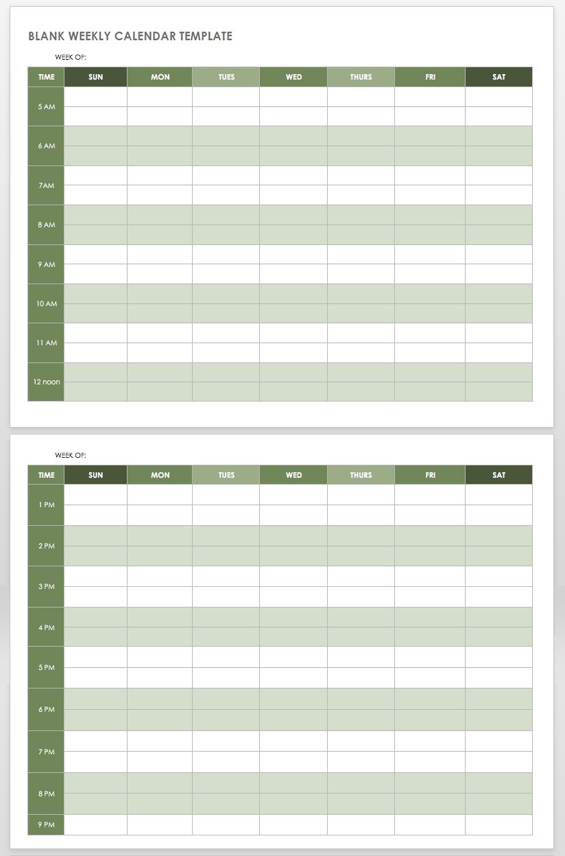 15 free weekly calendar templates smartsheet