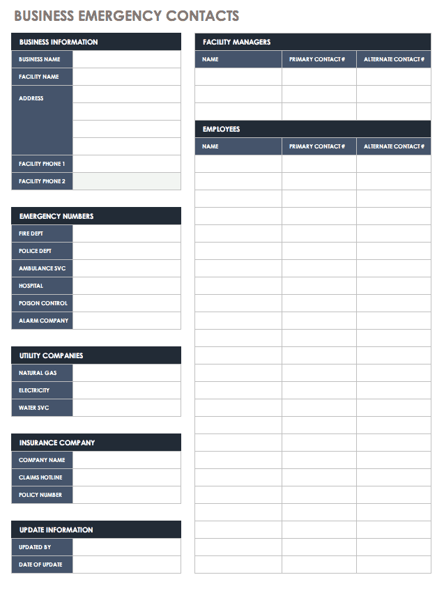 Excel Emergency Contact List Template