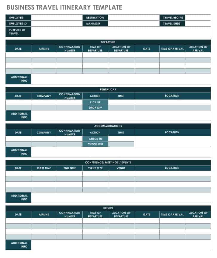 itinerary template travel business Free Templates Itinerary  Smartsheet