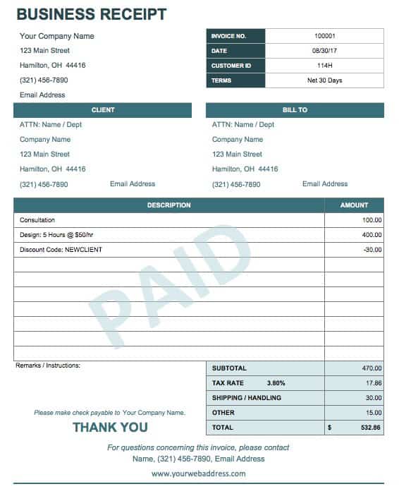 13 Free Business Receipt Templates Smartsheet