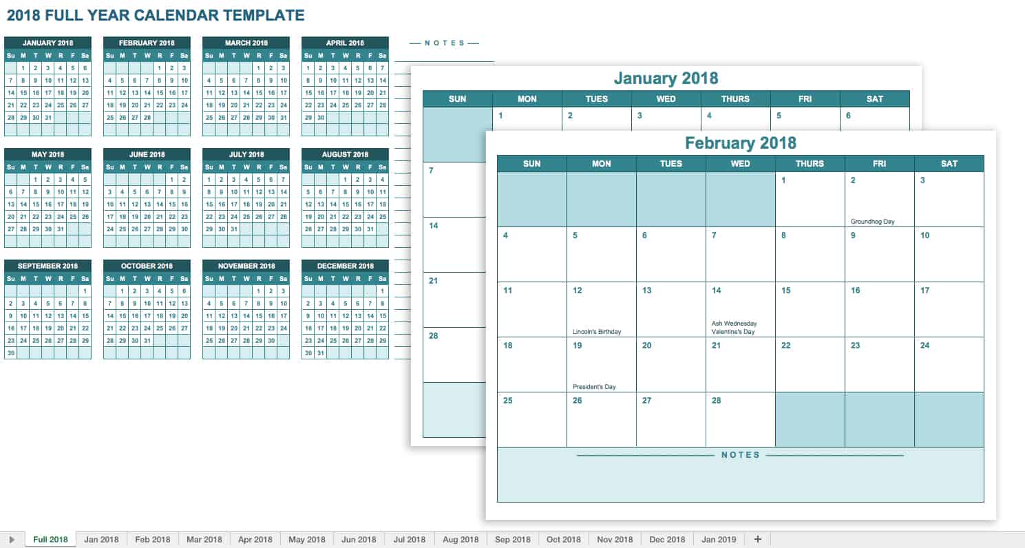 12 month calendar template excel