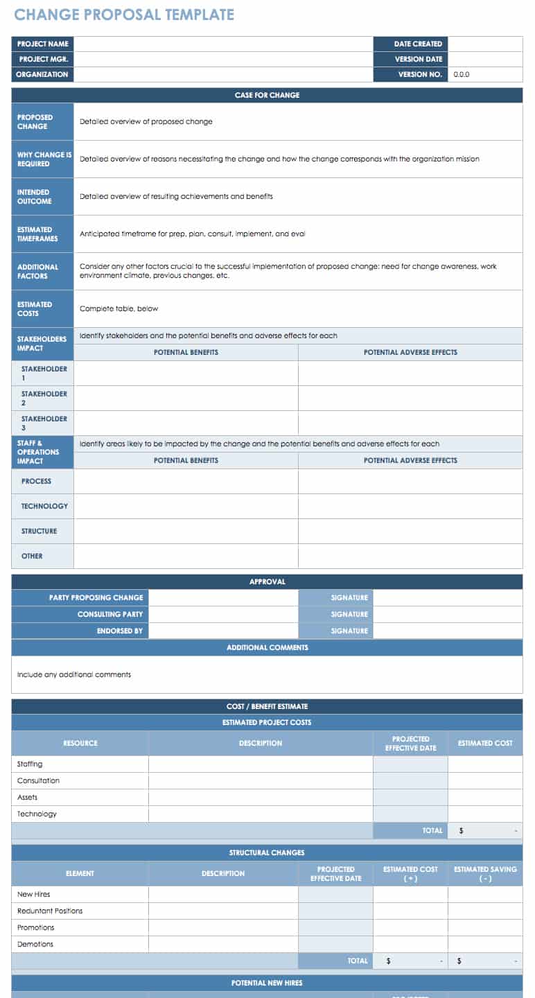 Change Control Form Template Free Printable Templates