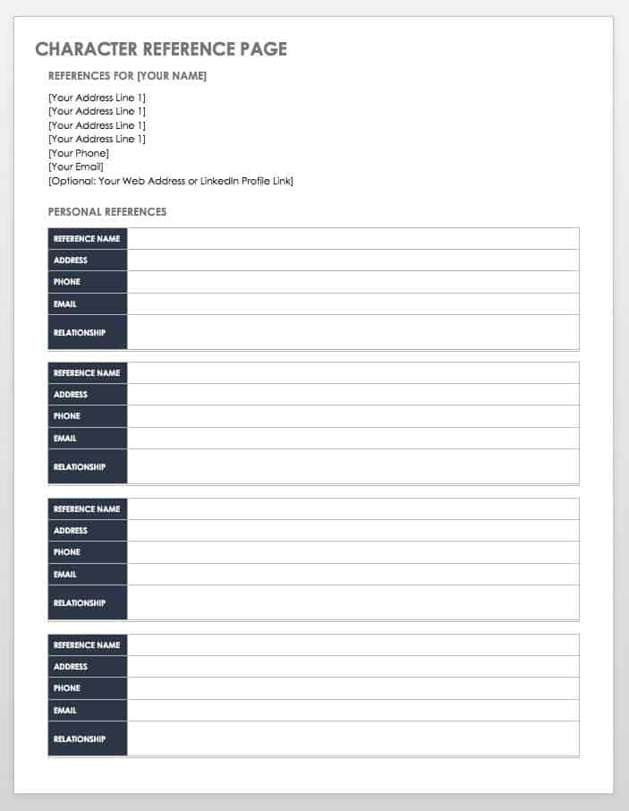 Free Reference List Templates Smartsheet