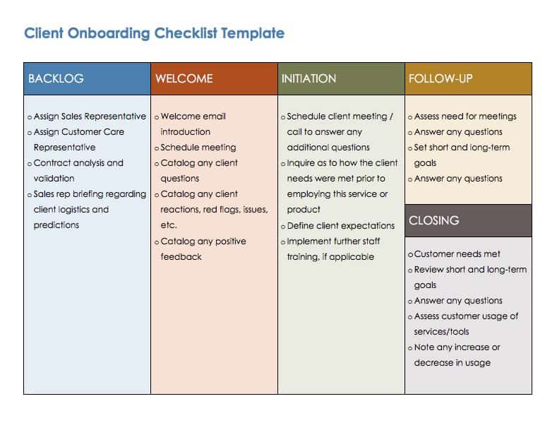 Free Onboarding Checklists and Templates Smartsheet