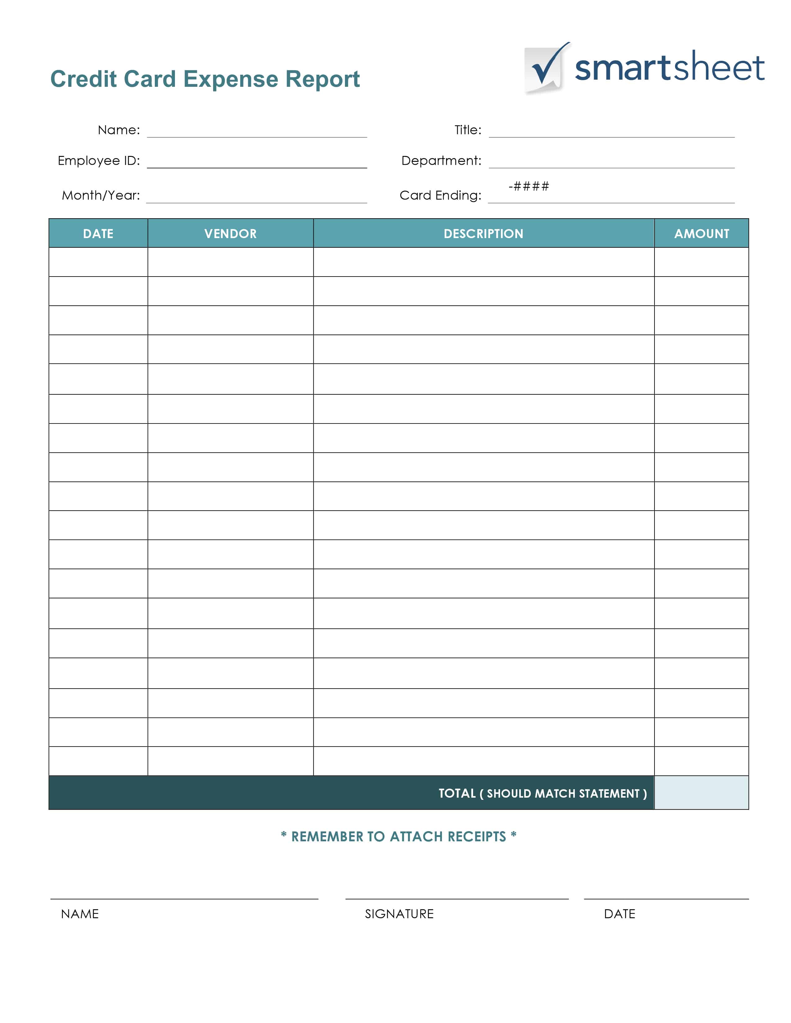 Printable Expense Report Template