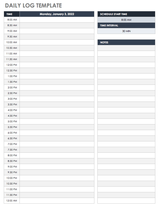 Daily Log Template