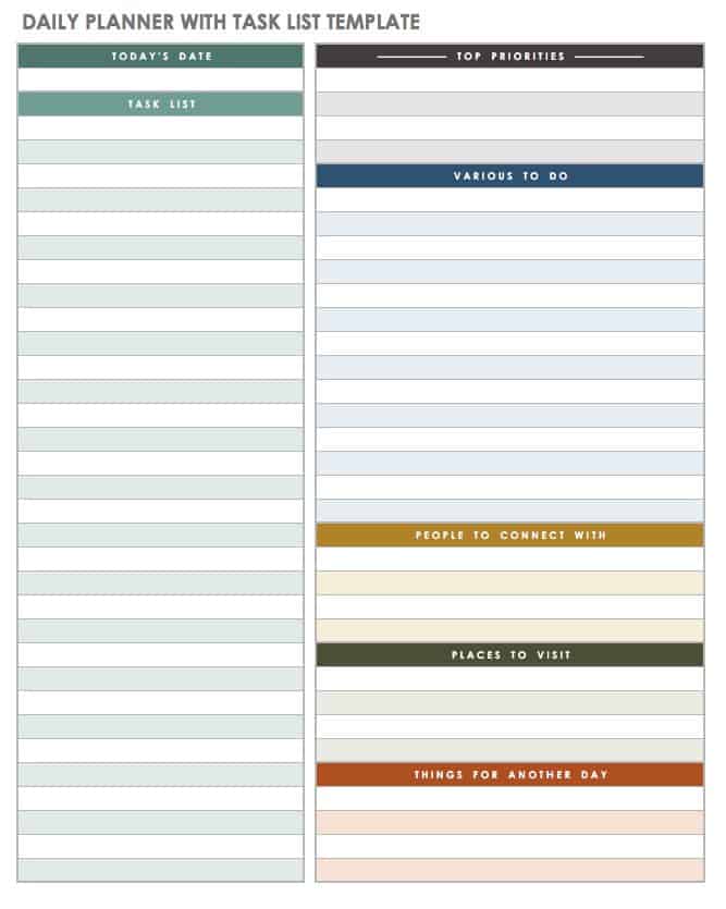 free personal task planner template