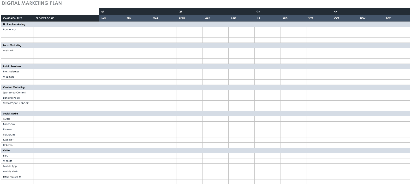 Free Marketing Plan Templates for Excel Smartsheet