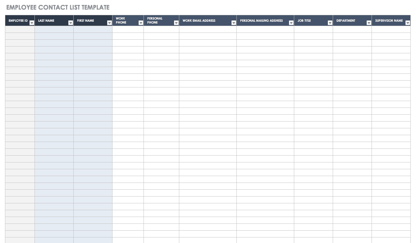 Contact List Excel Format