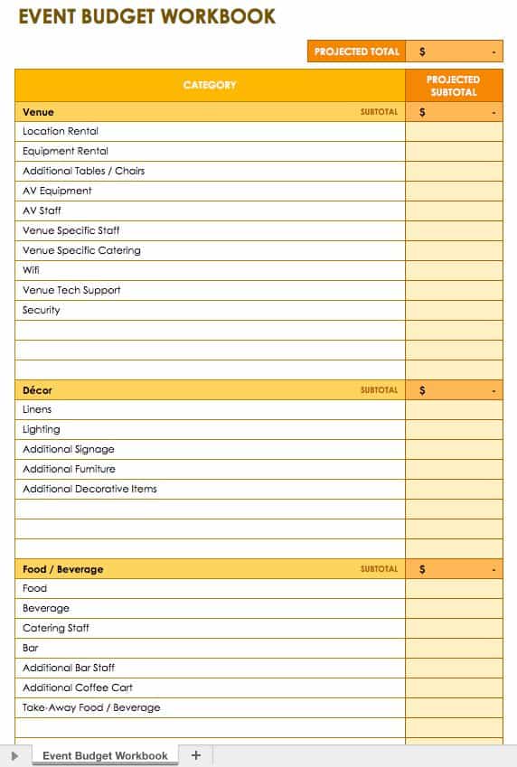 party planning budget template