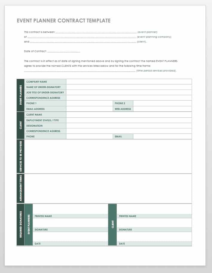 party planner contract sample