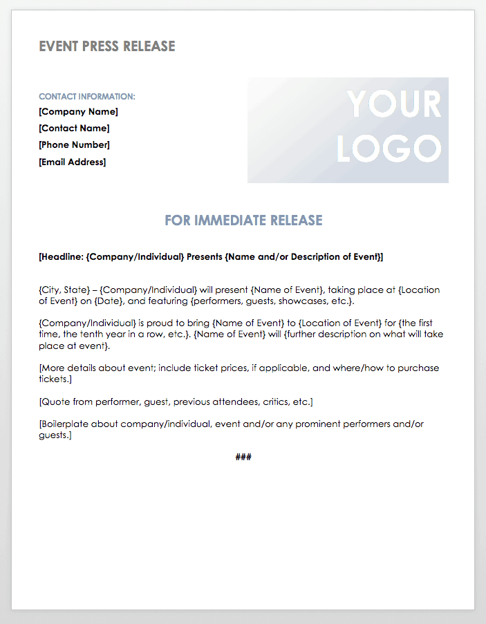 Free Press Release Template Word