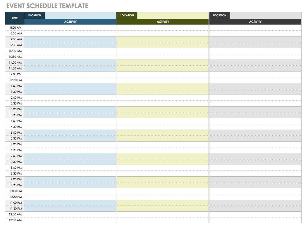 IC Event Schedule Template