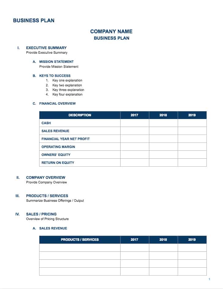 Google Docs Business Plan Template