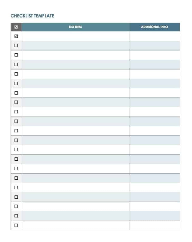 Check List Template Google Docs