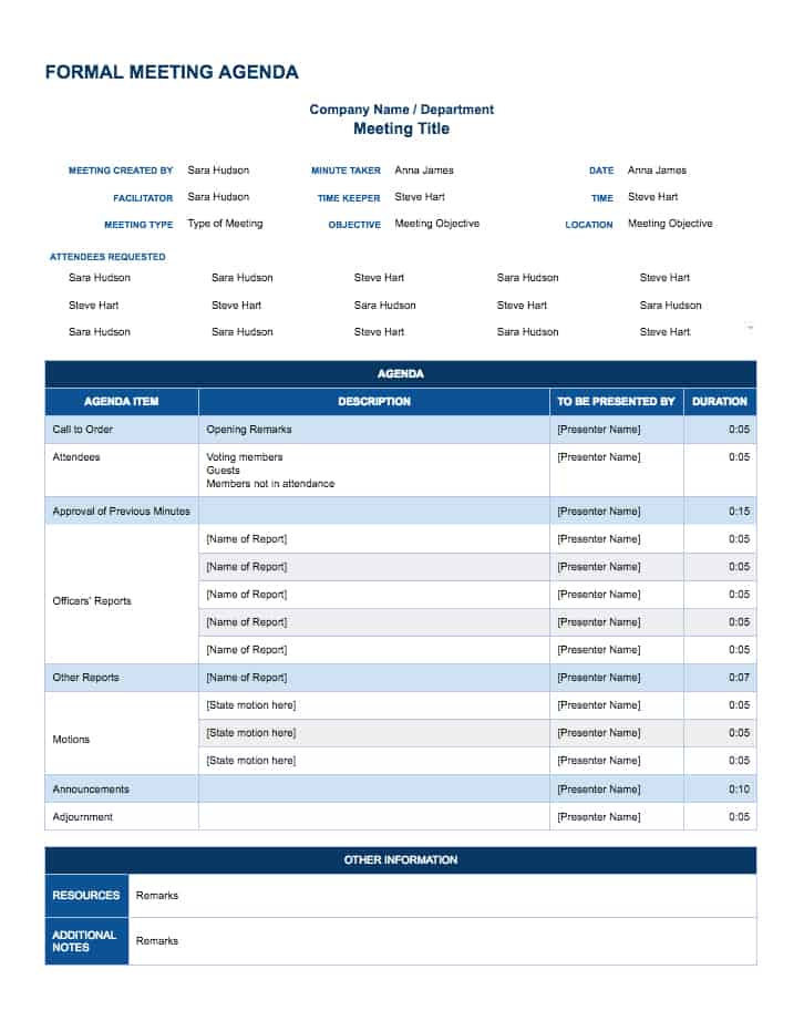 IC Google Doc Meeting Agenda Template